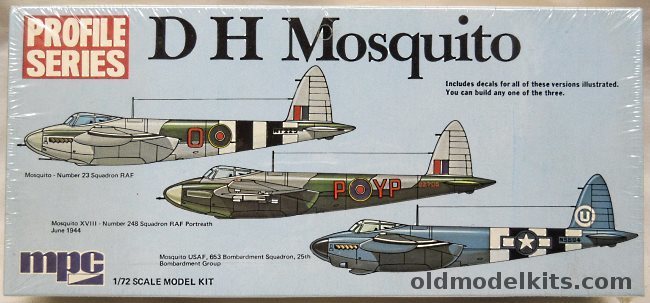 MPC 1/72 De Havilland DH-98 Mosquito Profile Series - RAF No. 23 Sq / RAF No.248 Sq Portreath '44 / USAF 653 BS 25th BG - (Airfix Molds), 2-1516 plastic model kit